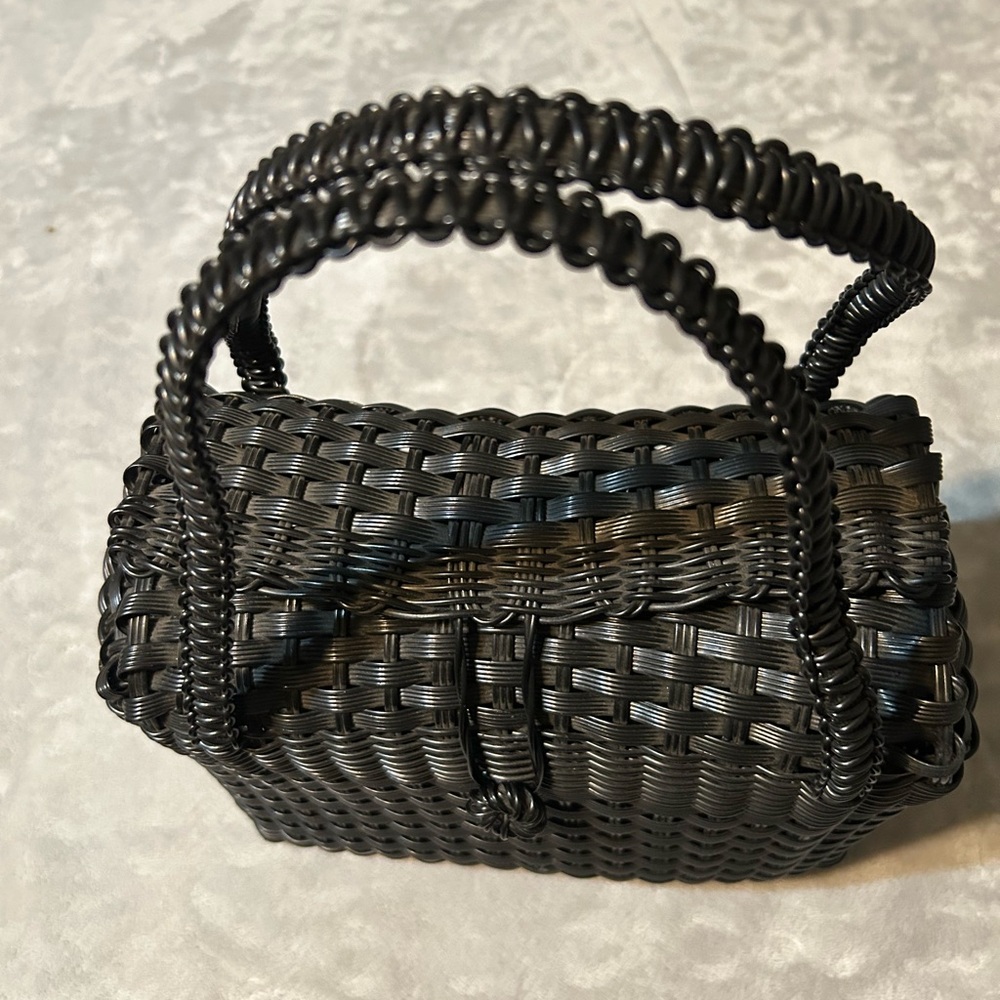 Elegant Black Woven Handbag